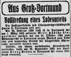 Zeitungsartikel zur Hinrichtung 1936