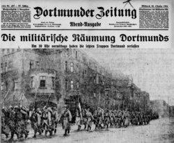Zeitungsauschnitt vom 22.10.1924 über die Räumung Dortmunds