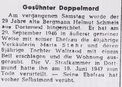 Zeitungsartikel zur Hinrichtung Helmut Schmeis